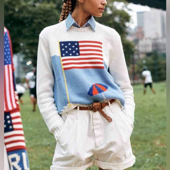 Ralph Lauren Sweaters - NEW Polo Ralph Lauren American Flag Beach Sweater in White Ivory | size M